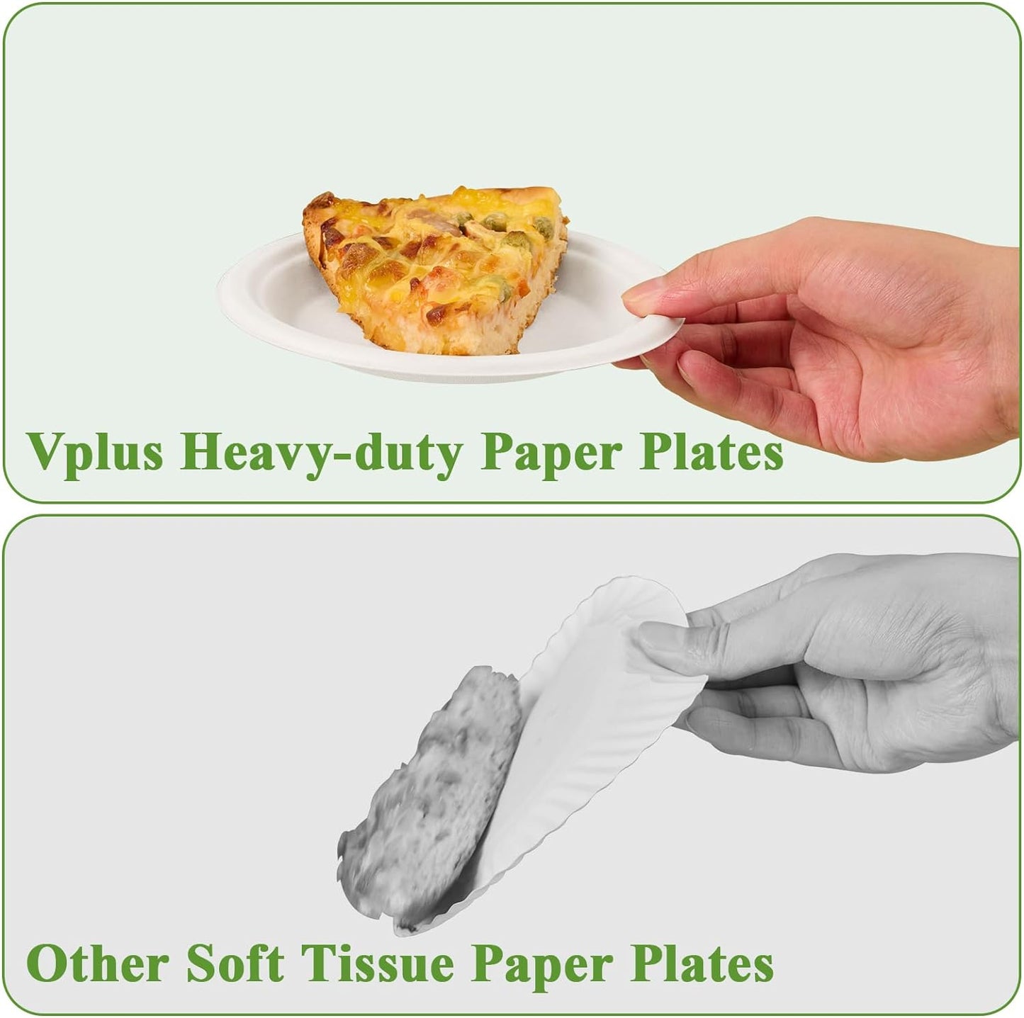 Vplus 125 Pack 6 inch Paper Plates 100% Compostable, Heavy-Duty Disposable Paper Plates Bagasse Natural Biodegradable Eco-Friendly Sugarcane(White)