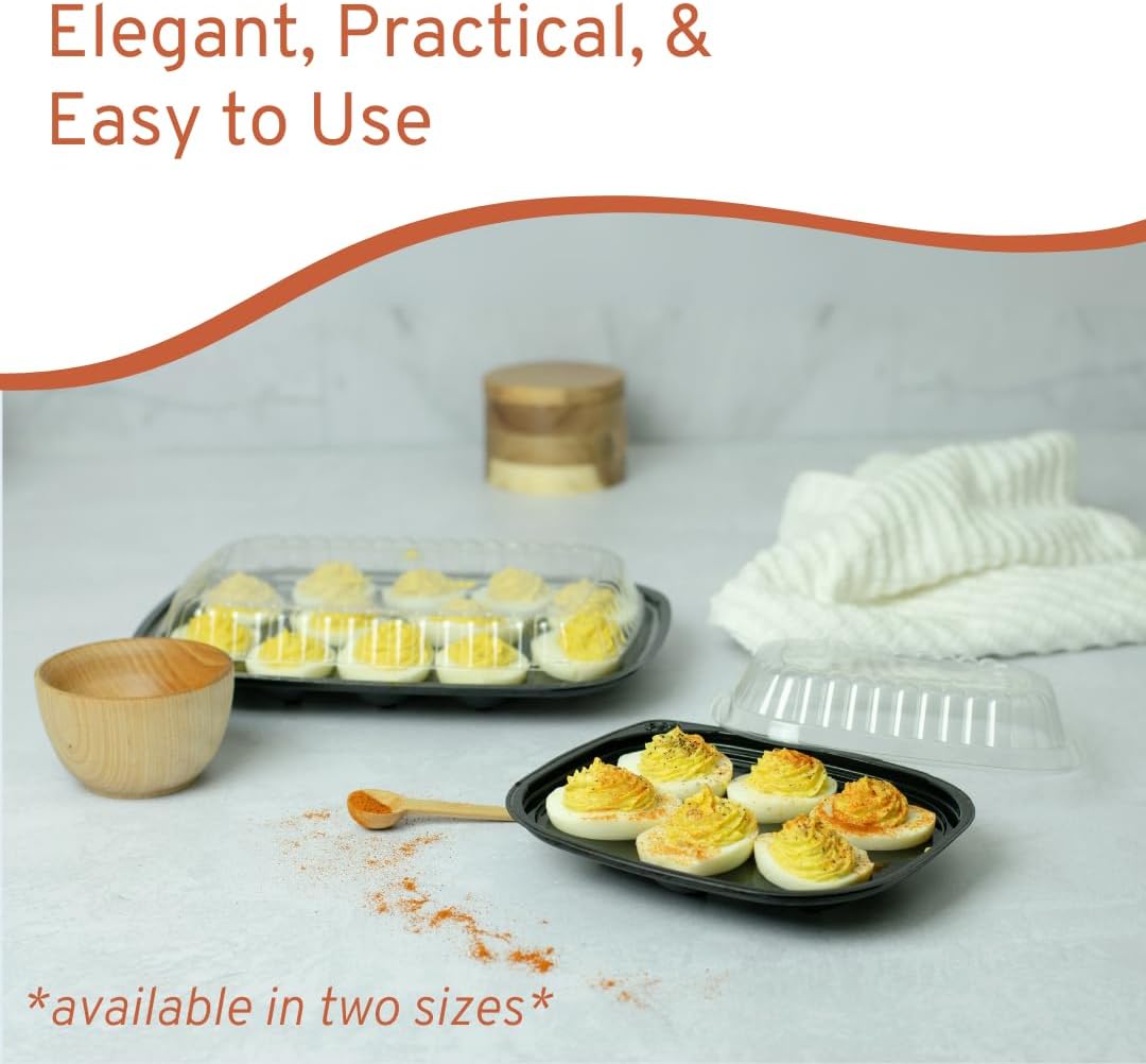 16 Pack - Disposable Deviled Egg Containers with Lid – Plastic Deviled Egg Trays – For 12 Egg Halves