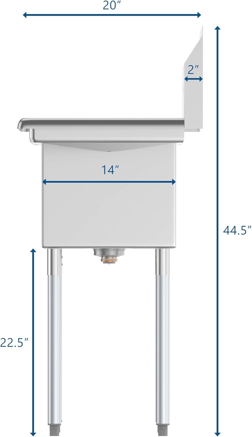 KoolMore - SC101410-12B3 3 Compartment Stainless Steel NSF Commercial Kitchen Sink with Right and Left Drainboards - Bowl Size 10" x 14" x 10", Silver