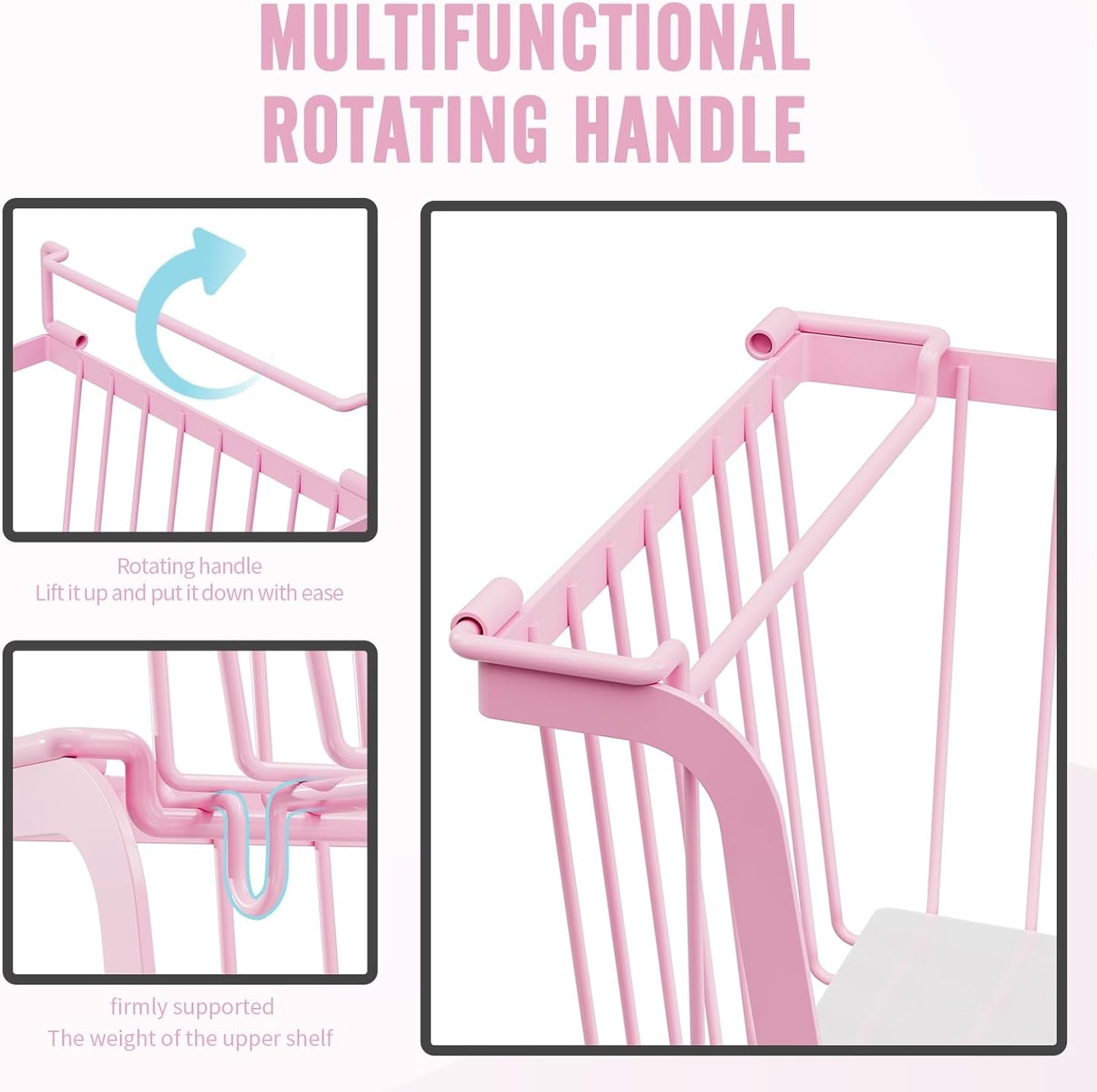 4 Pcs Stackable Wire Baskets for Pantry Organizers and Storage,Vegetable Fruit Basket for Countertop,Kitchen Storage Metal Baskets,Produce Potato Onion Storage Bin,pink