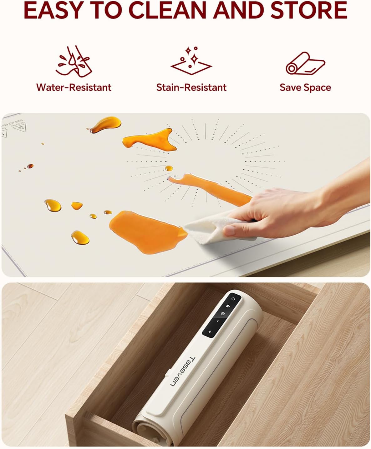 Food Warming Mat, Silicone Heating Tray with 7 Temperature Settings, Quick Full Surface Heating Pad, Thermochromic Line, Kids Lock, Food Warmers for Parties