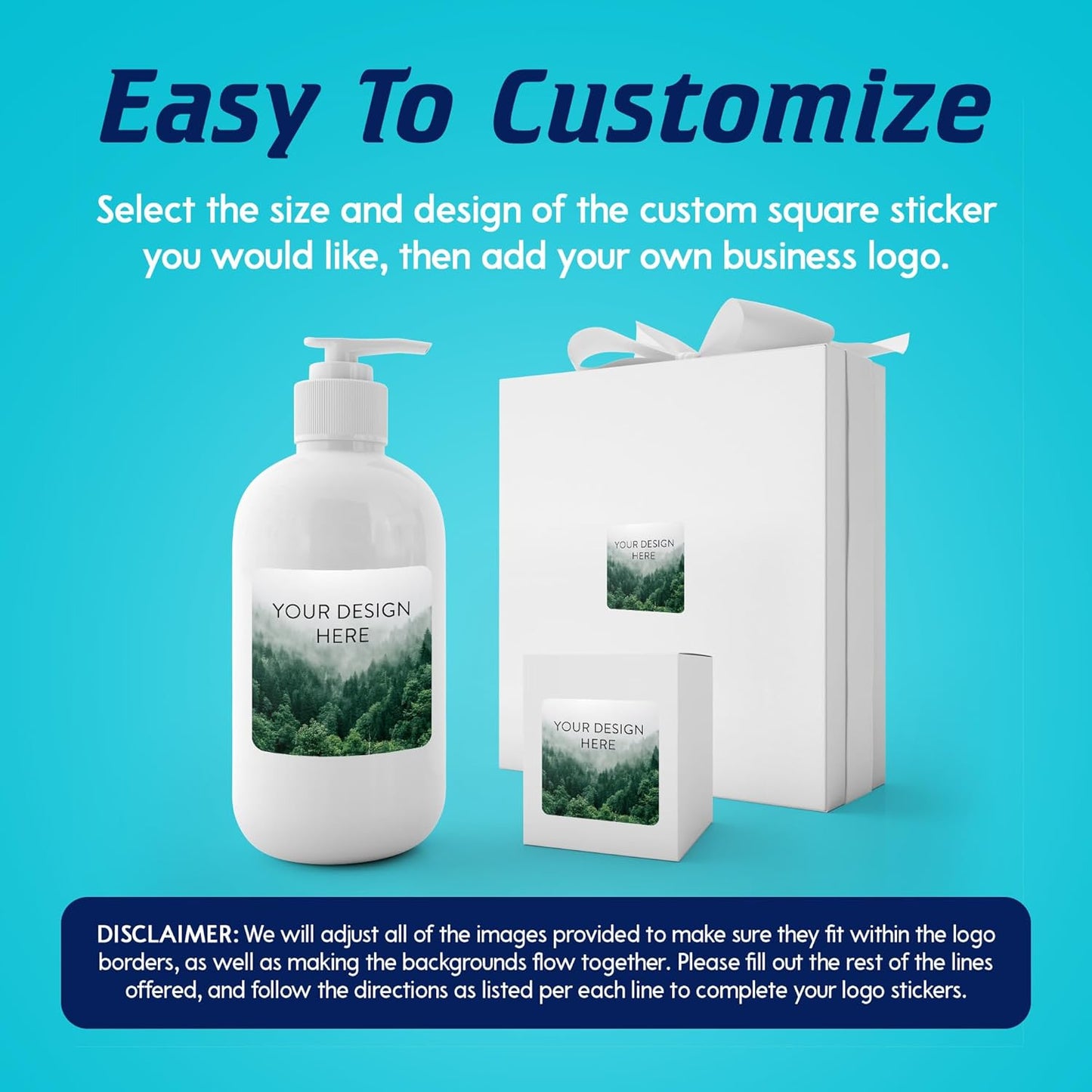 100 Custom Vinyl Stickers - Upload Your own Image, Text, Design, Logo - Personalized Logo Labels for Handmade, Packaging, Bottle, Jars, Candle, Brand Stickers (Foggy Valley, 3x3 Square)