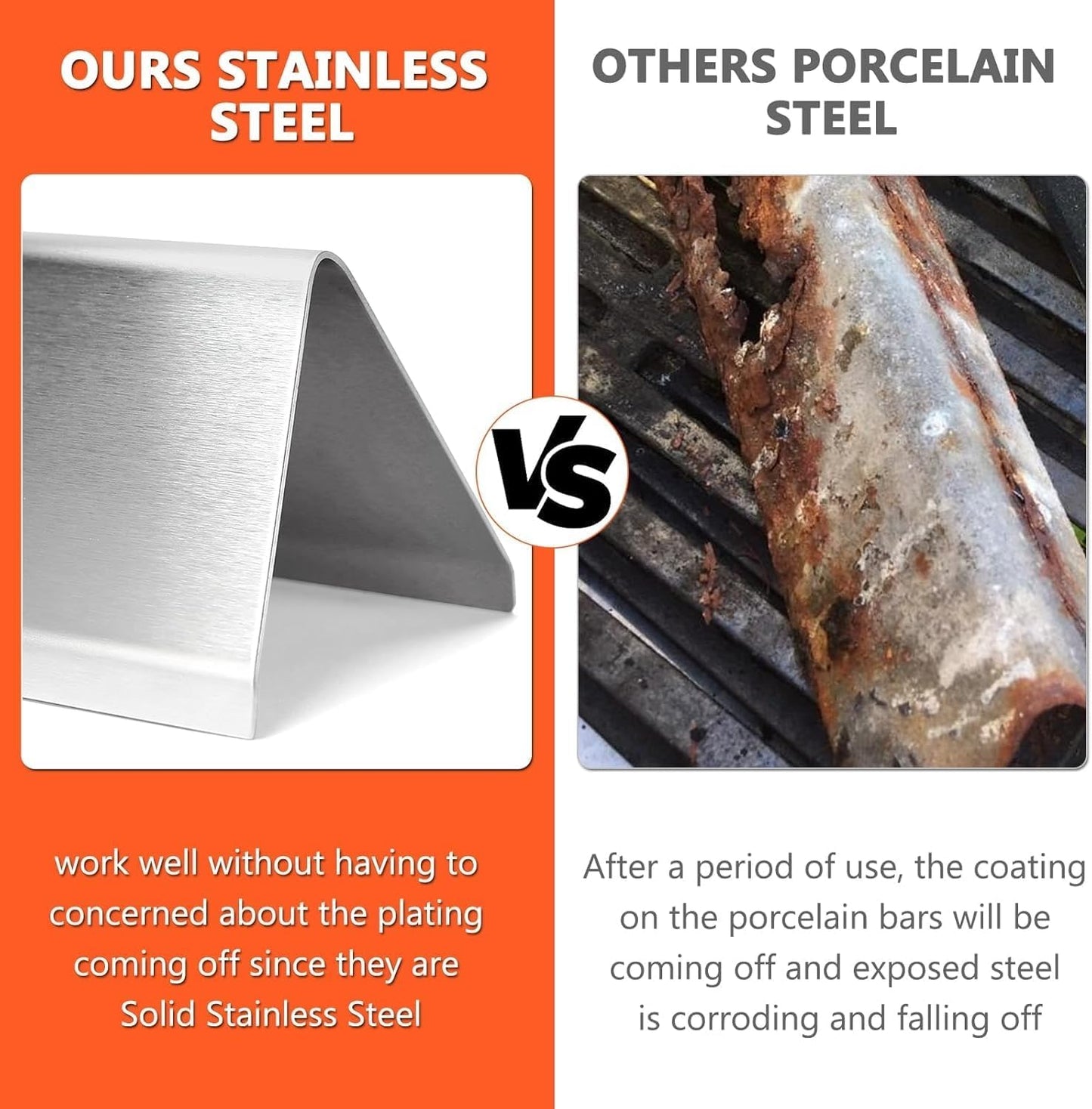 QuliMetal Upgraded SUS304 15.3" Flavorizer Bars & 17.5" Grates for Weber Spirit 200 Series (Front-Mounted Control), Spirit II E-210 Gas Grills Replacement, Grill Parts for Weber GS4 Spirit 7635 7637