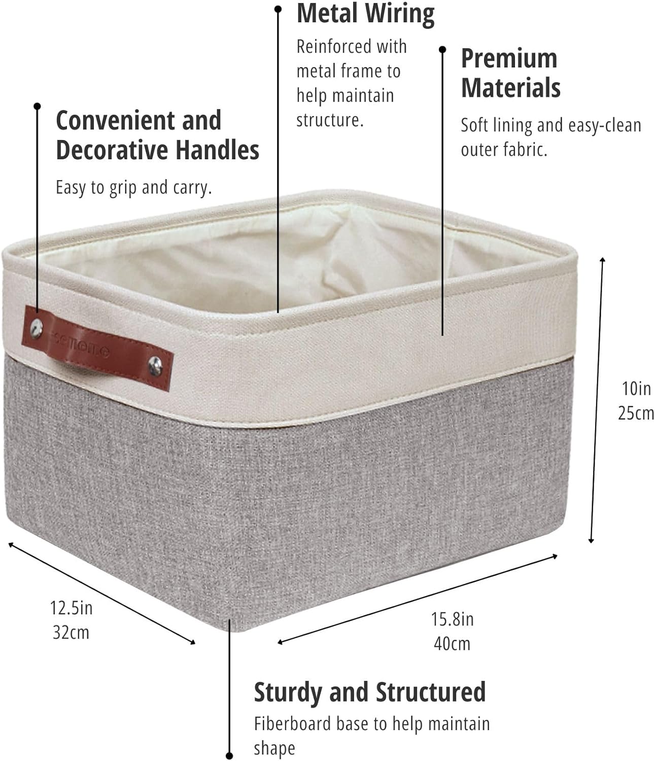 DECOMOMO Storage Baskets for Shelves - Fabric Storage Bins, Linen Closet Organizers and Storage (Grey & White, XL - 3 Pack)