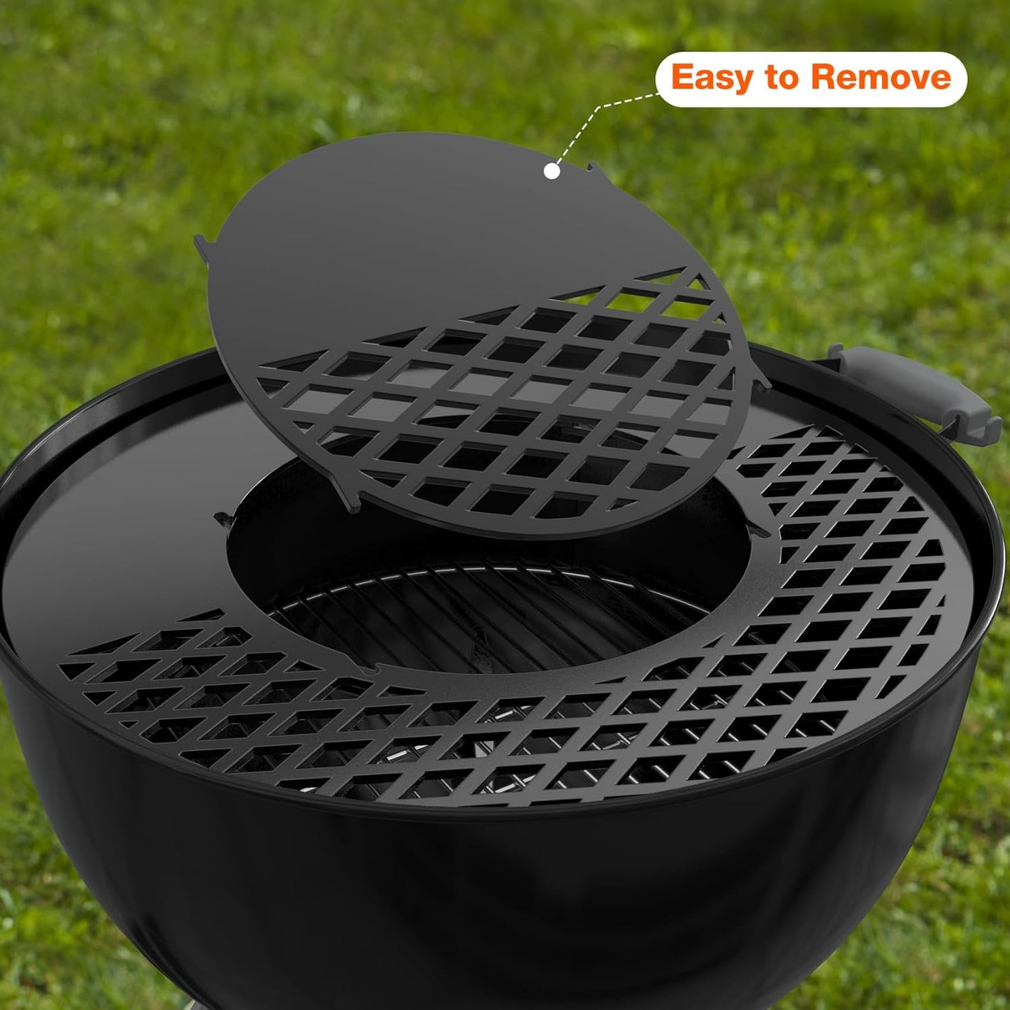 onlyfire BBQ Griddle and Grate Combo Kit for Weber 22 inch Kettle Charcoal Grills
