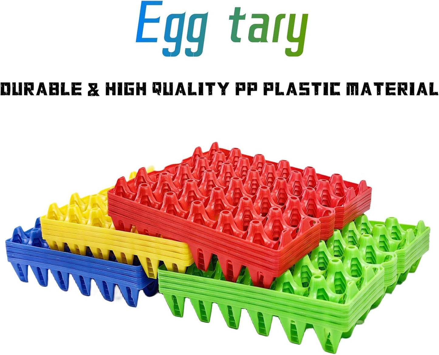 4-Pack Plastic Egg Tray Egg Crates, 30-Egg Flats, Stackable, Durable, Reusable, Green
