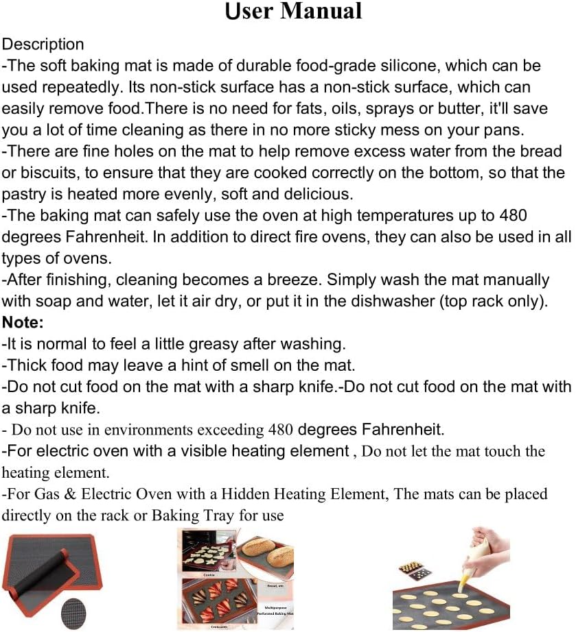 2 PCS Perforated Silicone Baking Mat, Macaron Baking Sheet, Reusable & Non-stick Bakeware Mats for Cookies, Macarons, Bread and Pastry,16.5""x11.6"" (Type 1-2pcs), Red