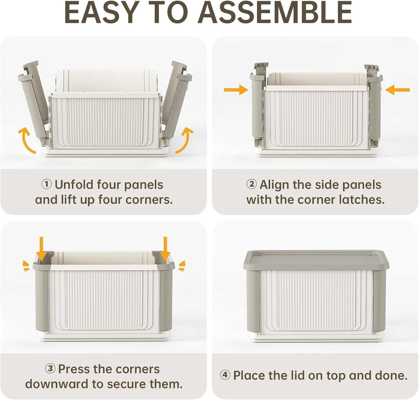 HAIXIN Collapsible Storage Bins with Lids 4 Pack - 62.8 QT Foldable Closet Storage and Organizer Plastic Stackable Storage Box for Home Garage Office Craft