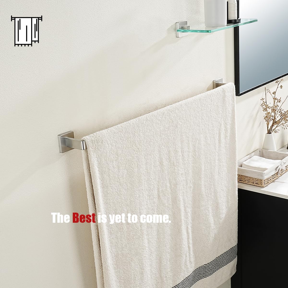 JQK Brushed Towel Bar, Rounded Edges 32.41 Inch Towel Rack, 304 Stainless Steel Bathroom Wall Mount, Useable Length 30 Inch, TB250L30-BN