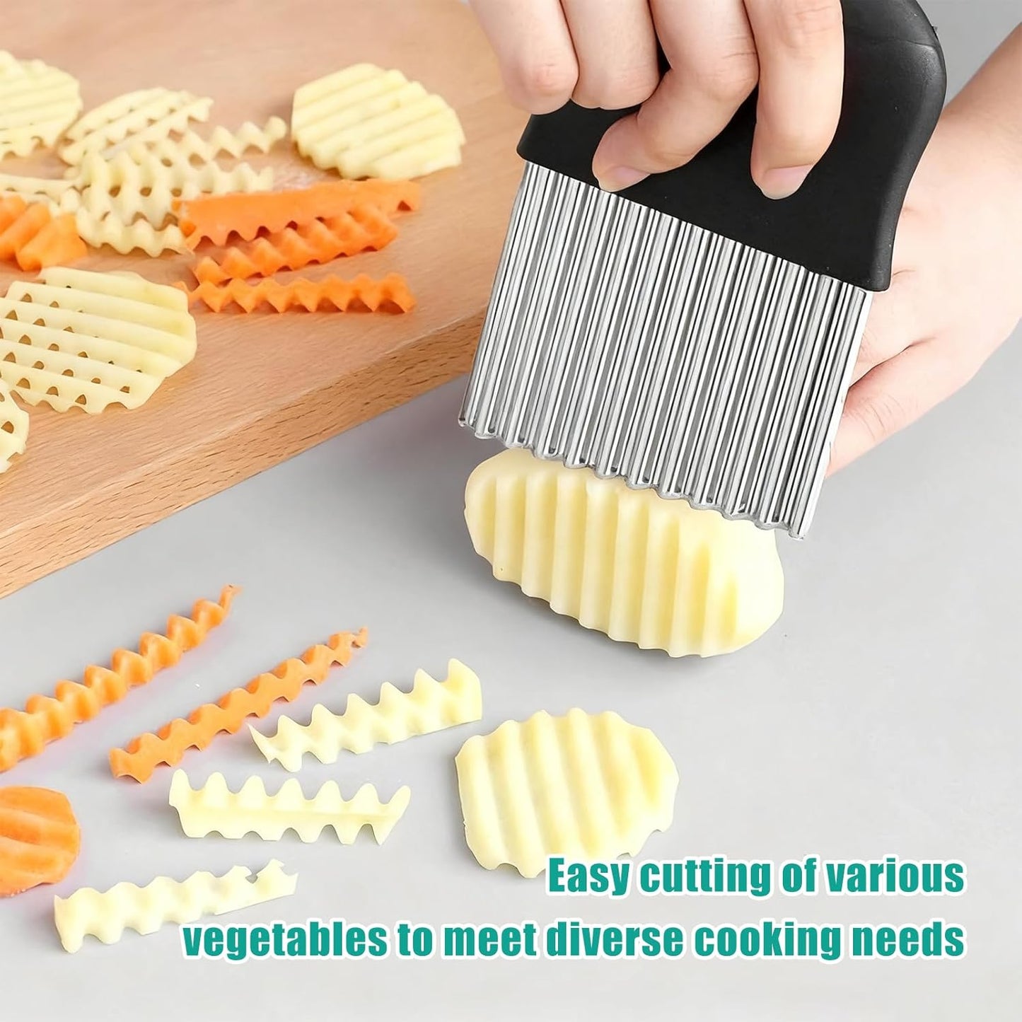 4 Piece Kitchen Spiral And V-Shaped Tools, vegetable peeler,crinkle cutter knife, Multifunctional Kitchen Set, Stainless Steel Manual Kitchen Tools for Creative Food Decoration(black)