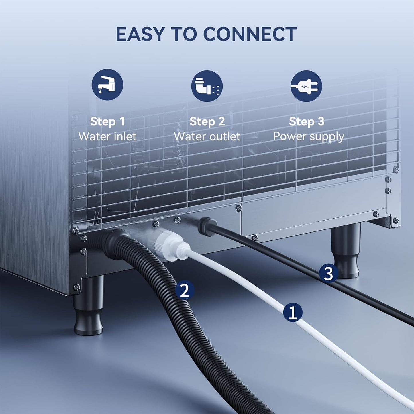 200 lbs/24H Commercial Ice Maker Machine,45 Cubes/6mins, 35 lbs Ice Storage Capacity, Under Counter Ice Maker Self Cleaning, Stainless Steel Freestanding Ice Maker for Home Bar Restaurant