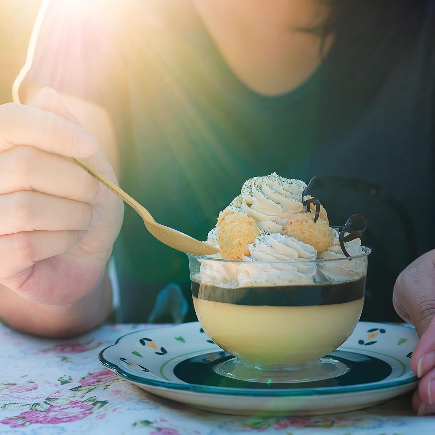 ECOLipak 300 Count Bamboo Spoons Disposable, 6.7 Inch No Splinters Heavy Duty Bamboo Disposable Compostable Spoons for Party, Wedding, Camping, Traveling, Family Dinners, Large Events