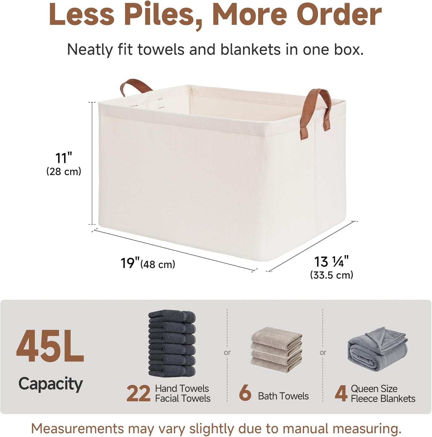 StorageWorks Storage Bins, Fabric Storage Bins for Shelves, Extra Large Storage Baskets with Metal Frame, Closet Baskets and Bins with Handles, Jumbo, Natural Color, 2-Pack