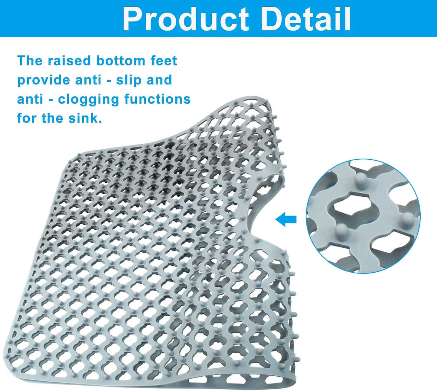 1 Pack 28"x15" Heat Resistant Silicone Sink Mat Protector, Non-slip Mat Kitchen Large Accessory, Dishwasher Suitable Sink Protectors for Bottom of Farmhouse Kitchen Stainless Steel