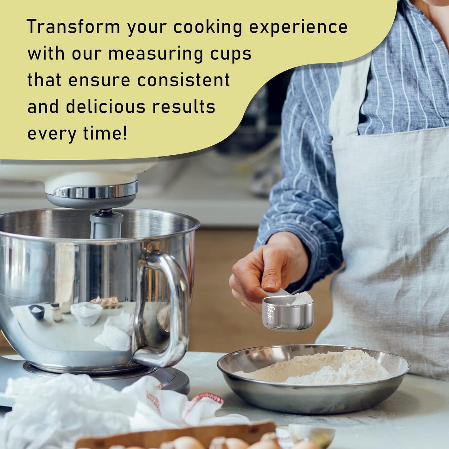 1PCS 1/3Cup (80ml, 2.7oz) Single Measuring Cup, Stainless Steel Measure Scoop, Metric and US Measurement, Dishwasher Safe