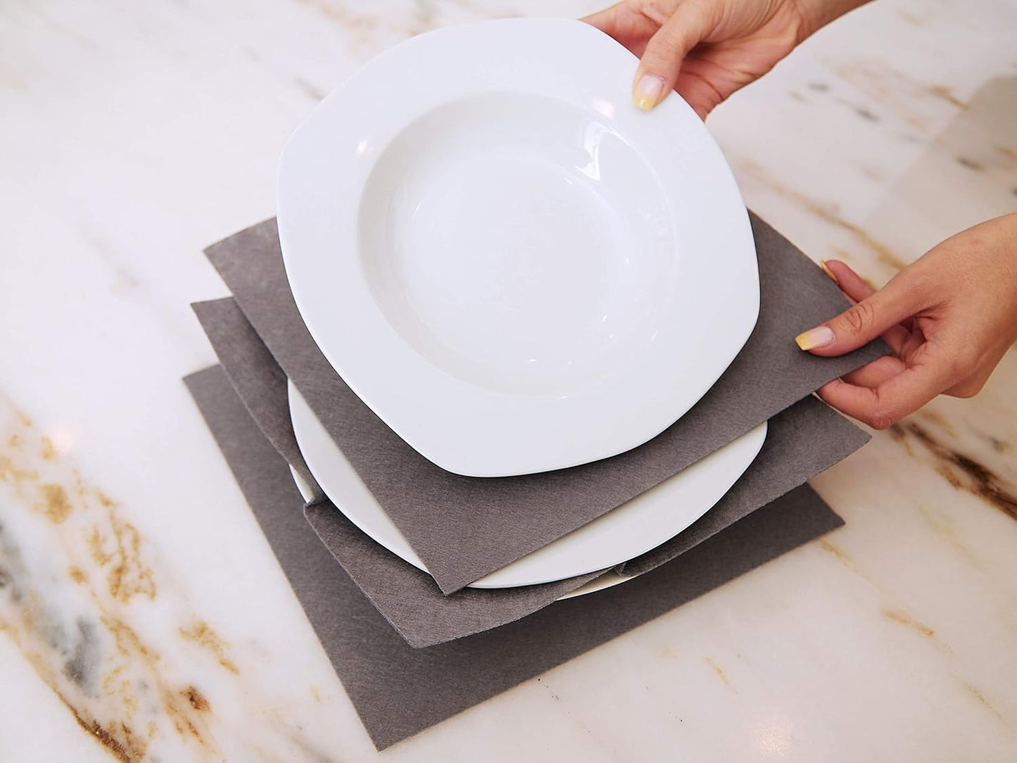 Covermates Keepsakes Dish Storage Box - Stackable, Reinforced Handles, China Storage, Graphite