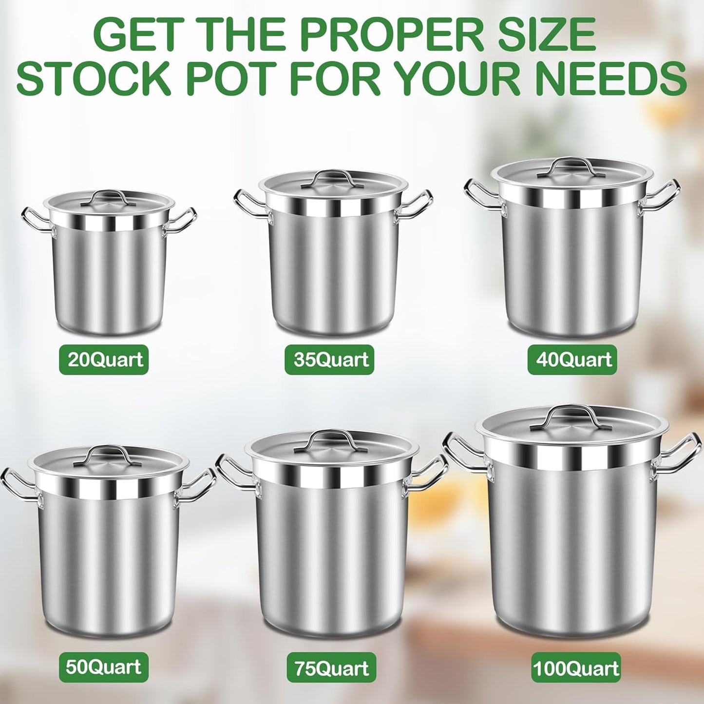 20 Quart Soup Pot with Lid – Stainless Steel Stock Pot, Heavy Duty Cooking Pot for Soup, Pasta, Stew – Induction & Oven Safe, Commercial & Home Use