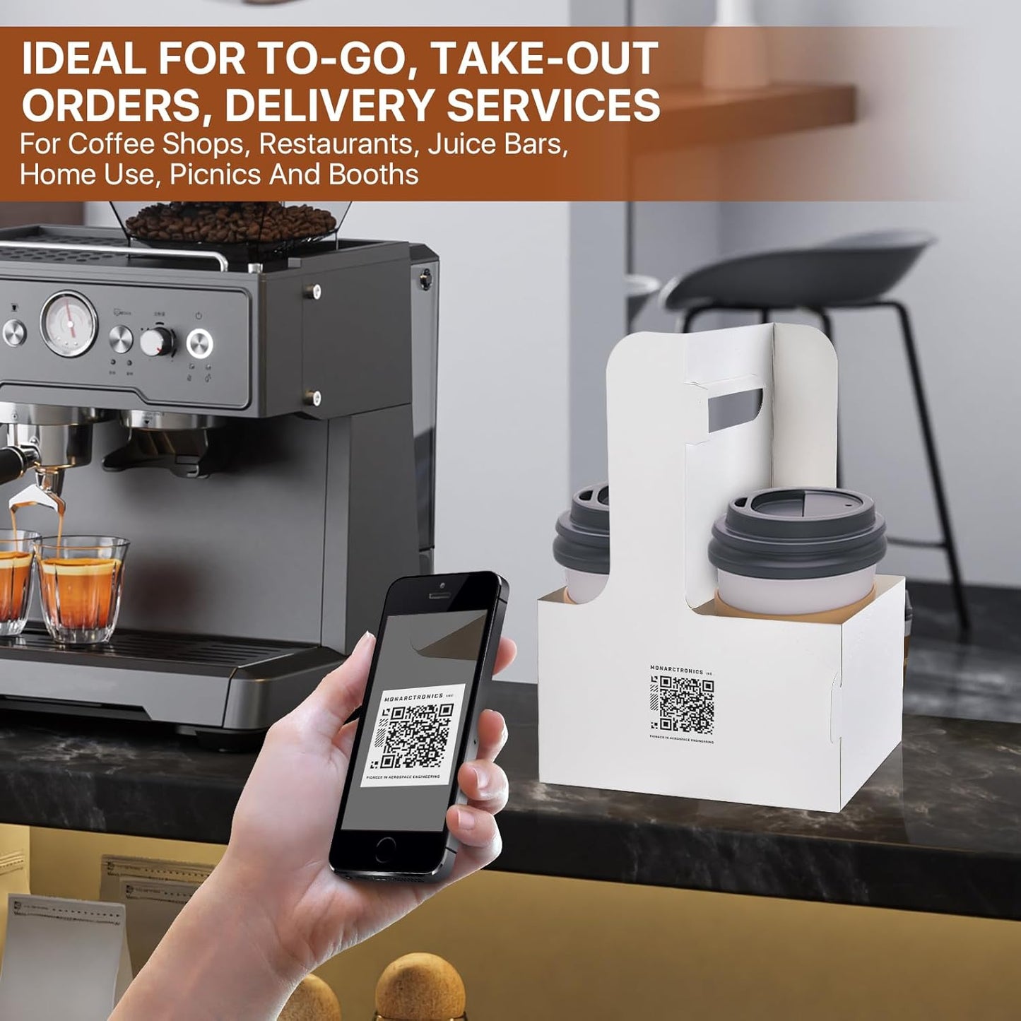 30 Pcs 2 Cup Drink Carrier with Handle, Disposable Cup Holder, White Cardboard to Go Coffee Cup Holder for Hot and Cold Drinks, Takeout, Cafe, Restaurant Food Delivery Service (12-20 oz)