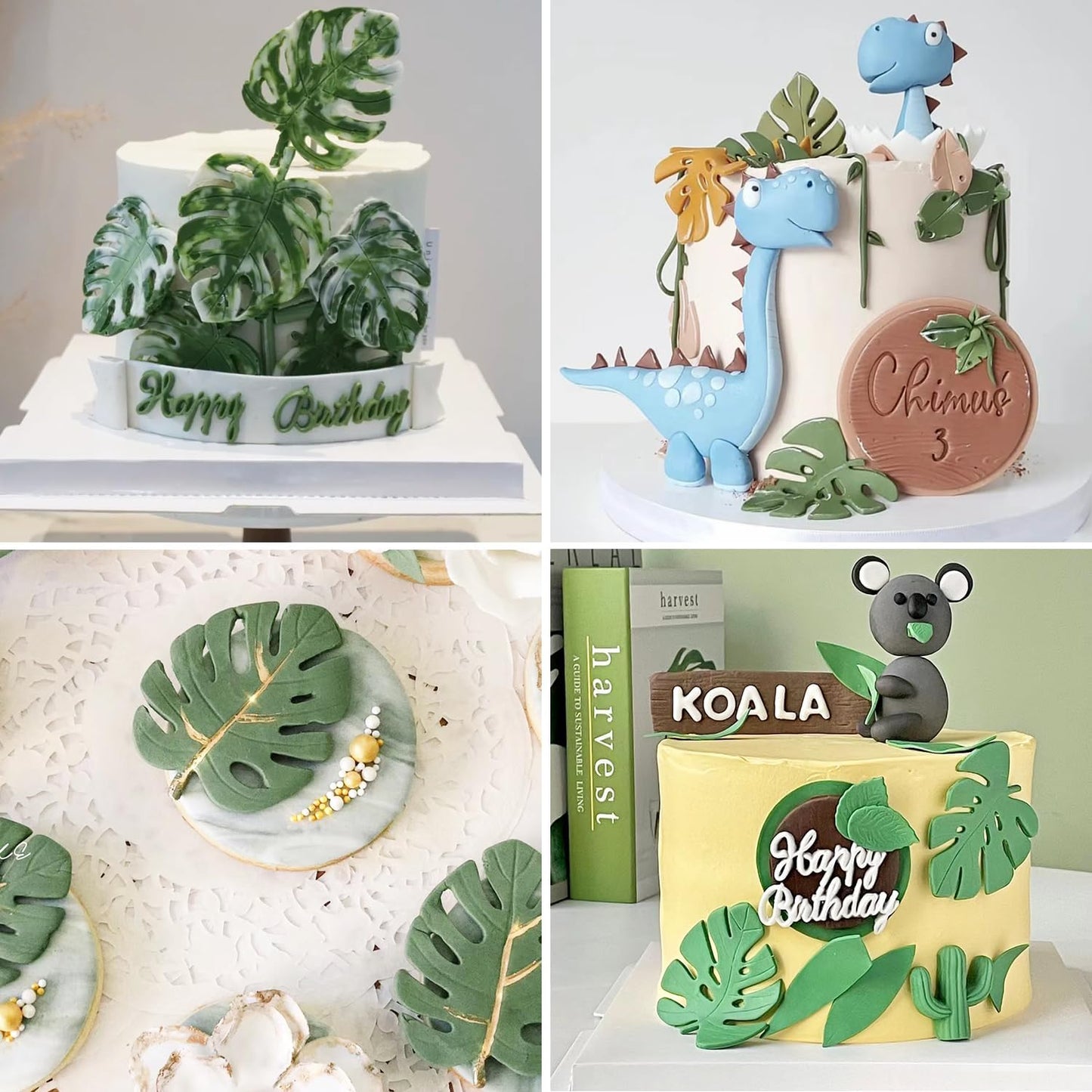 KALAIEN Leaf Molds Silicone,Leaves Chocolate Mold Leaf Fondant Molds Silicone for Clay Crafts Air Dry,3D Candy Gumpaste Moulds Set of 3