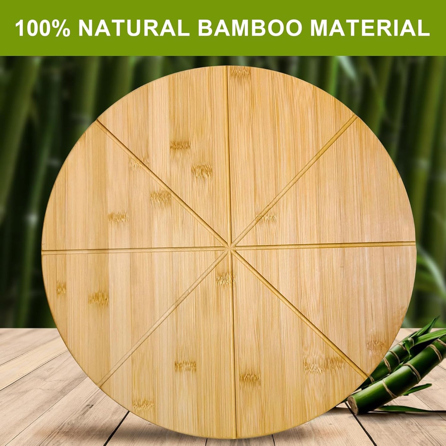 20" Round Cutting Board Pizza Cutting Board Extra Large 20inch Double Sided 3XL Pizza Prep Wooden Bamboo Serving Platter Tray Pizza Oven Accessories Circle Pre Block with Cutting Grooves