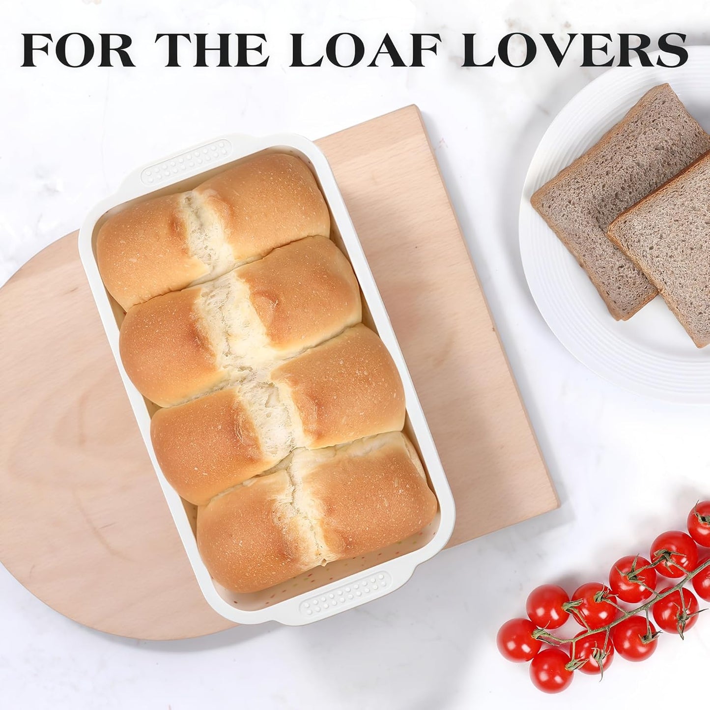 2 Pcs Silicone Bread Loaf Pan Nonstick Silicone Loaf Pans for Baking 9x5 inch Large Bread Mold with Metal Reinforced Frame(Cream)