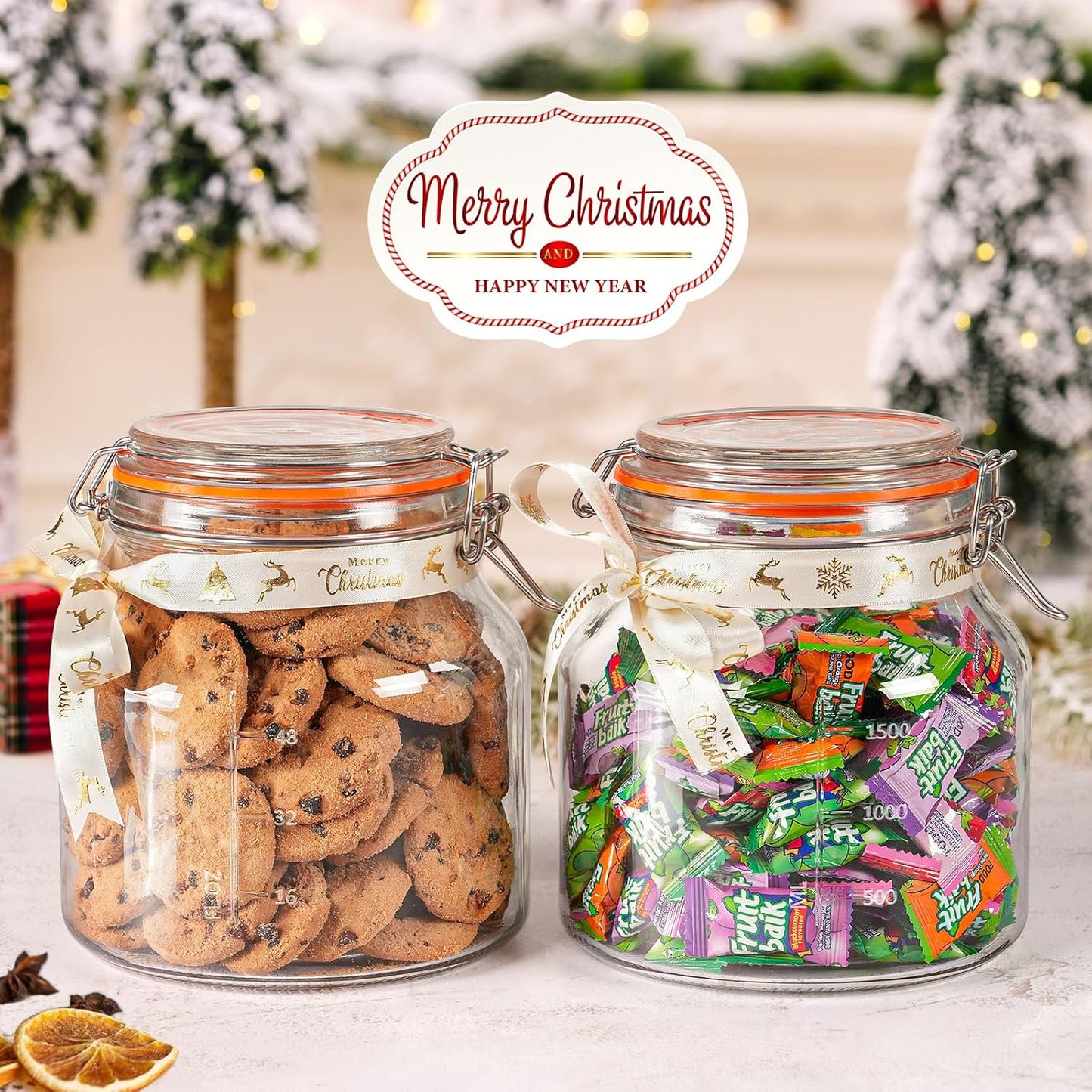 2 Pack 79oz Glass Jar with Lid(2350ML), 0.6 Gallon Mason Jars Wide Mouth with Airtight Lid, Glass Pickle Jar for Food Storage, Cookies, Pickling, Kombucha(Includes 2 Spare Seals)