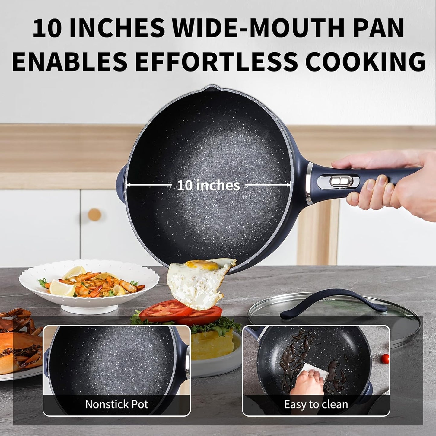 3-Quart Electric Hot Pot & wok Nonstick with Steamer | Electric Skillet 1200W for Dorm, Home, Gifts (Includes Silicone Spatula) Multi-Cooker