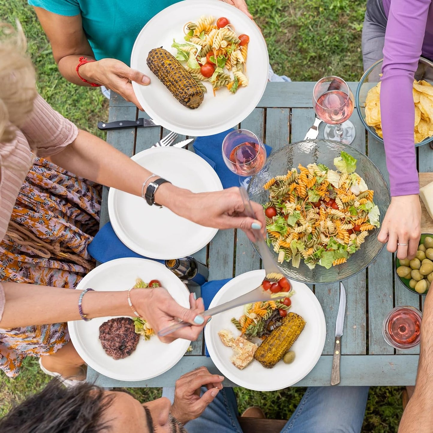 WELLIFE 10 Inch Paper Plates, 125-Pack 100% Compostable Heavy Duty Disposable Plates Bulk, Biodegradable Bagasse, Eco-Friendly, PFAS-Free | BPI Certified | Microwaveable