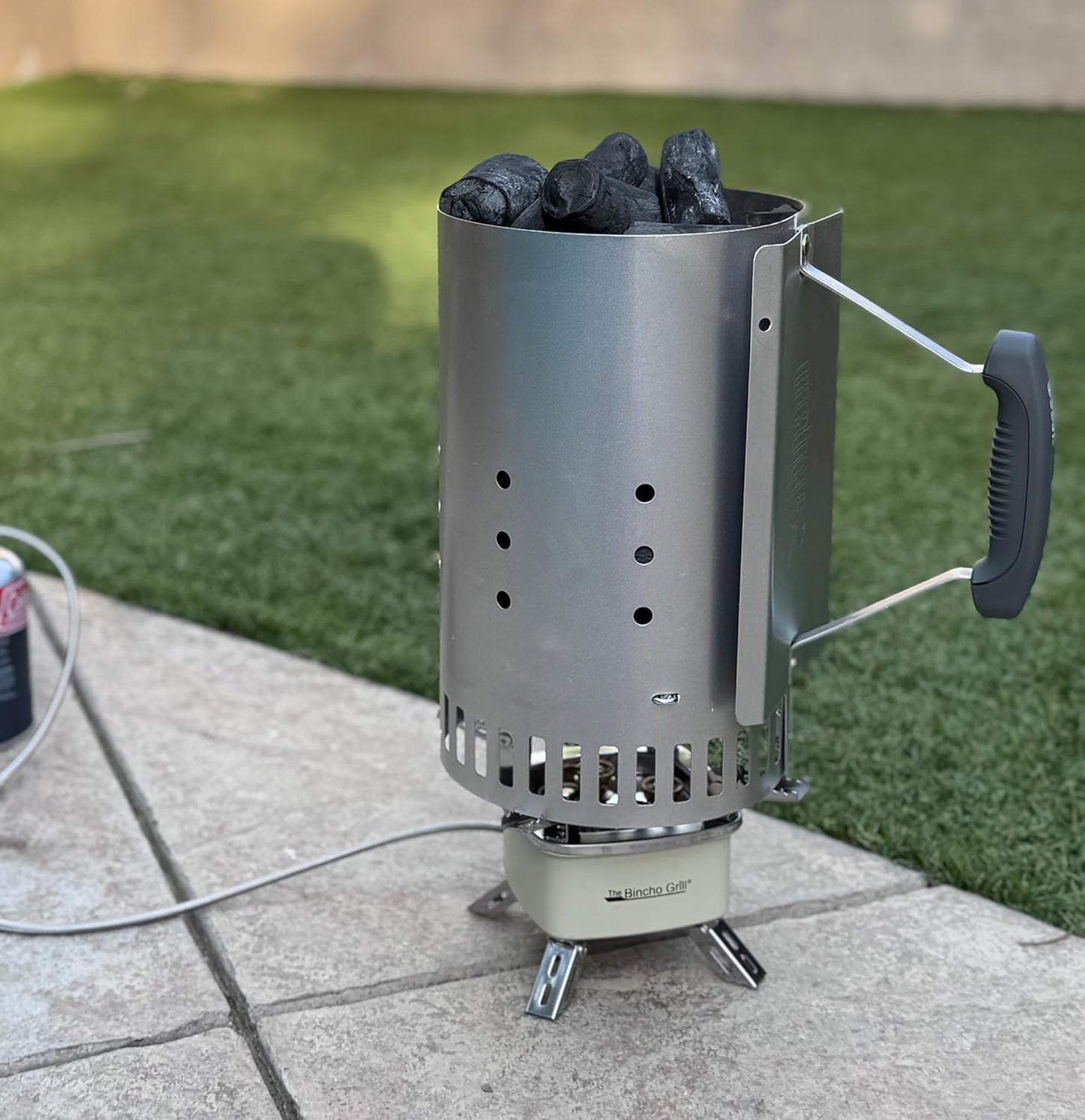 Charcoal Starter Gas Burner – 12,800W High Heat Mini Stove with 4 Heads – For Chimneys to Light Binchotan & BBQ Charcoal – Portable Propane/Butane Camping Stove with Piezo Ignition