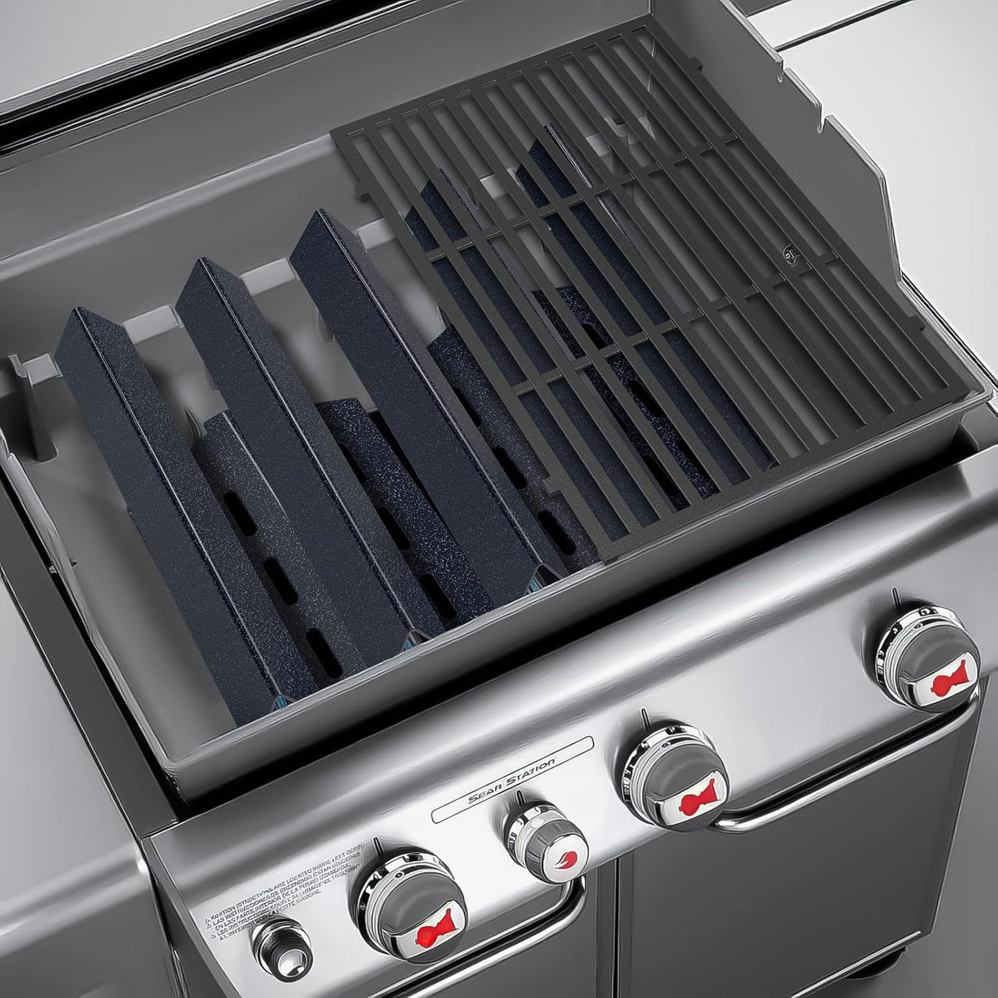 Genesis Grill Parts for Weber Genesis 300 Grills with Front Control Knob, Genesis E310 S310 E/S320 E/S330, Grill Grates 7524 7528, Flavorizer Bars & Heat Deflectors for Weber 7621 7620 65505