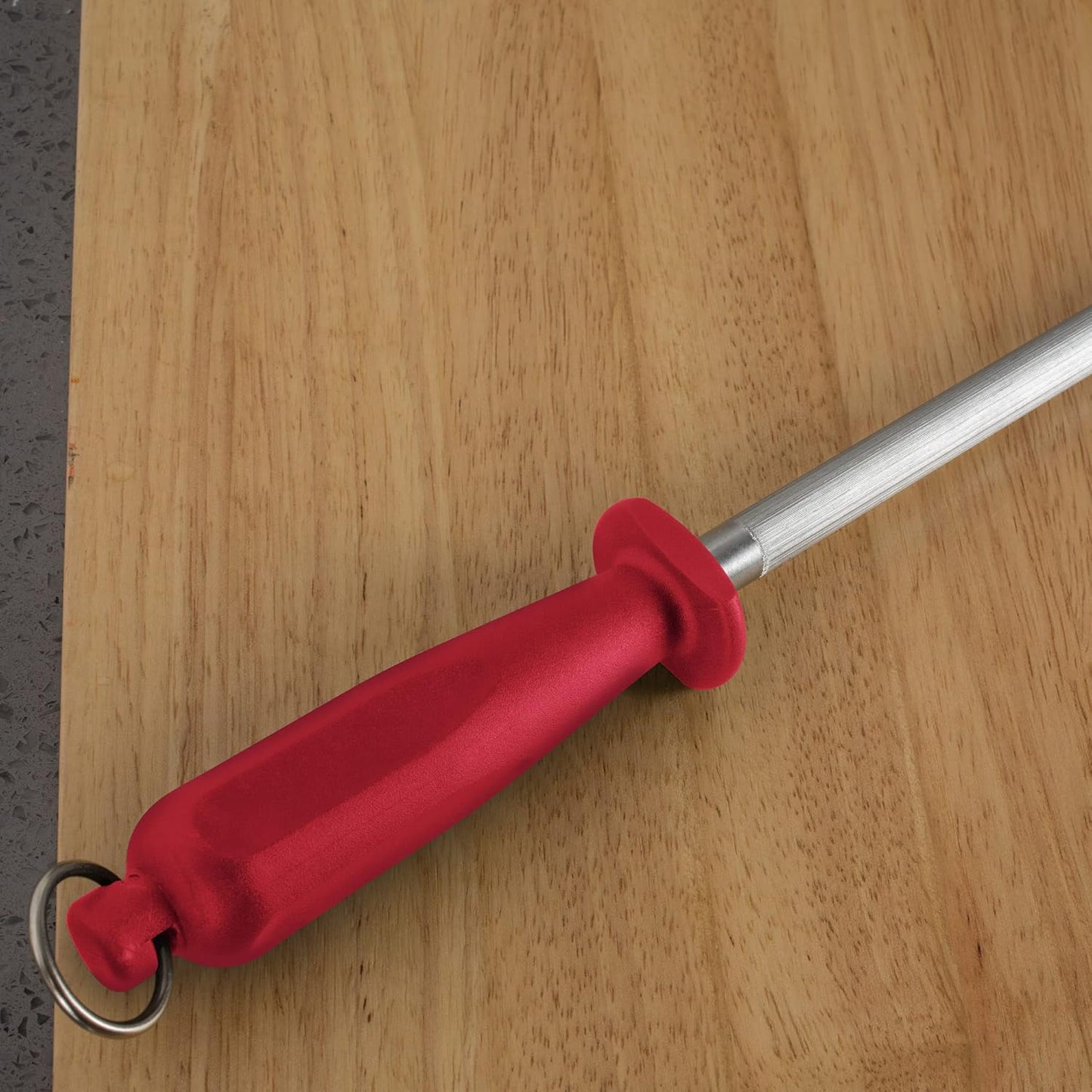 10 Inch Sharpening Steel, Professional Carbon Steel Knife Sharpener, Fresh Red