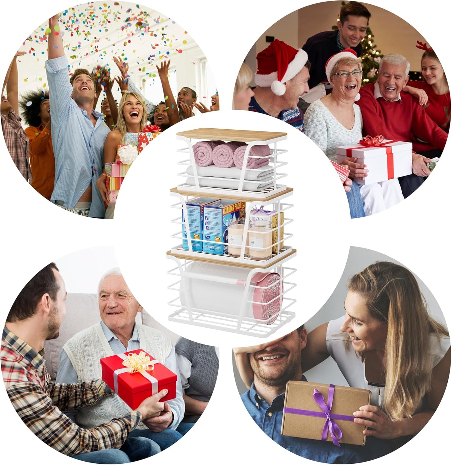 3 Pack Stackable Laundry Room Organization,Trash Bag Dispenser Under Sink, Countertop Organizer, Kitchen Sink Accessories,White