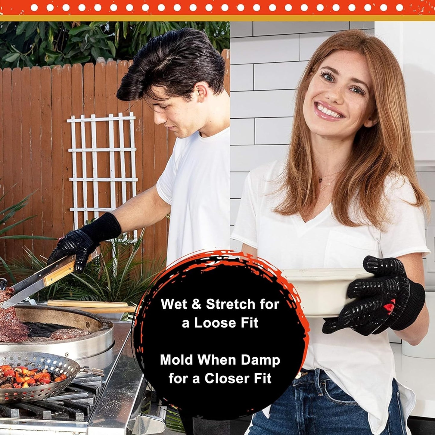 GRILL HEAT AID BBQ Grill Gloves Heat Proof for Grilling ā Fireproof 1472°F Heat-Resistant Grill Mitts for Outdoor Barbecue and Smoker, Campfire, Fire Pit, Oven Glove with Fingers for Baking Pizza