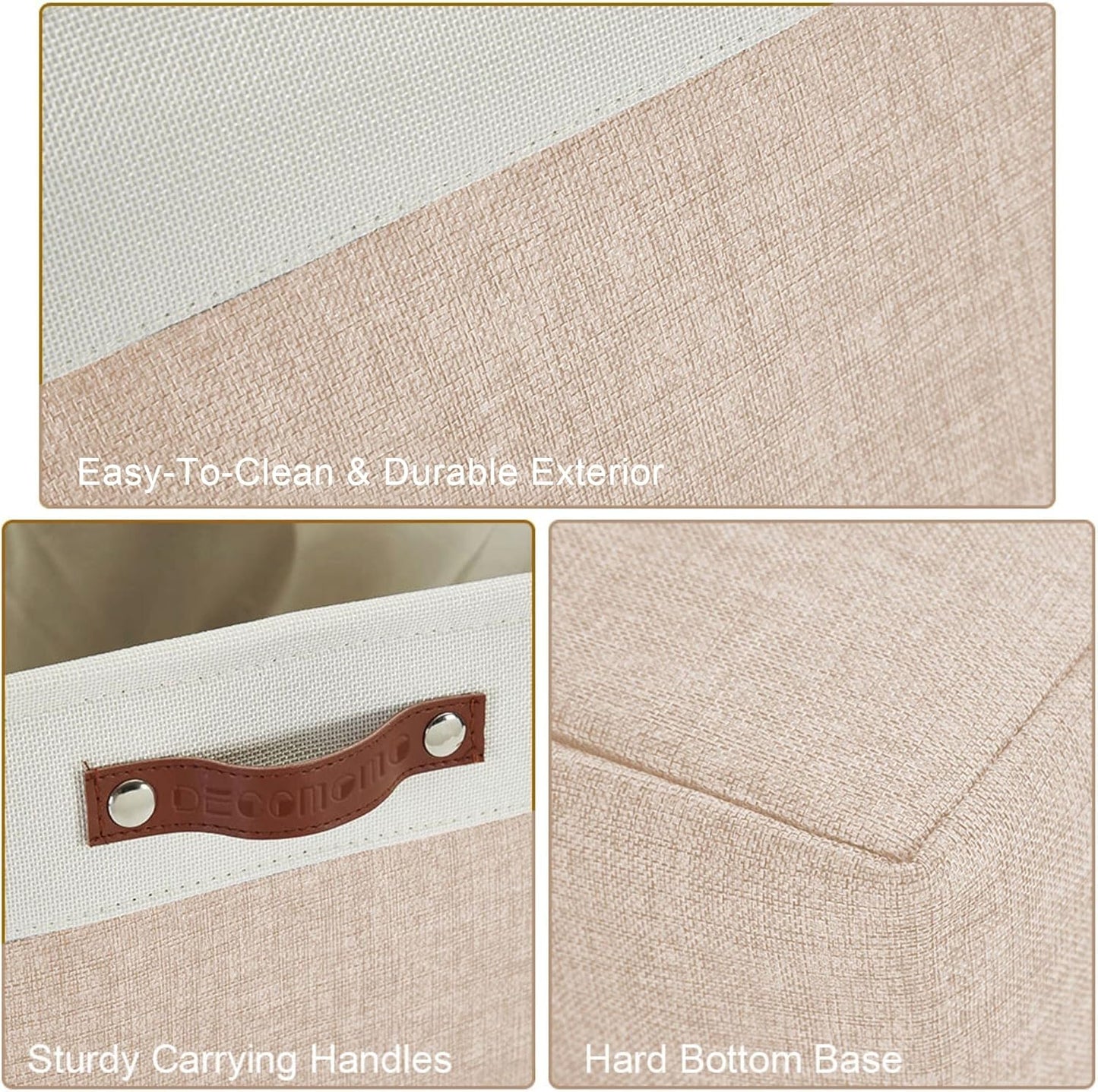DECOMOMO Storage Baskets for Shelves - Fabric Storage Bins, Linen Closet Organizers and Storage (Mixed Neutral, Large - 3 Pack)