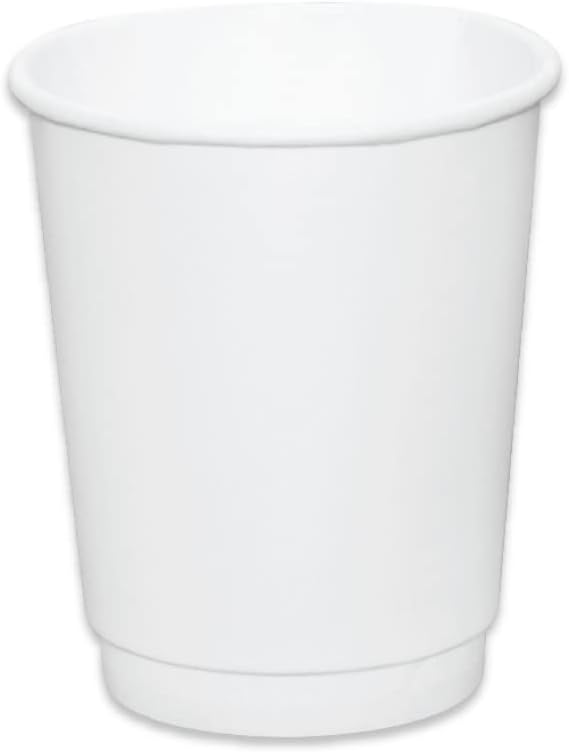 Insulated Paper Cups for Coffee & Tea Made in USA | Recyclable Double Wall Disposable To-Go Cups for Hot Beverages | Sturdy, Food Safe, and Eco-Friendly Hot Cups (8 oz, 500 Count)