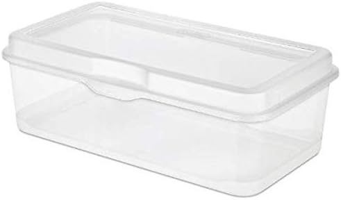 Sterilite Large FlipTop, Stackable Small Storage Bin with Hinging Lid, Plastic Container to Organize Desk at Home, Classroom, Office, Clear, 1-Pack