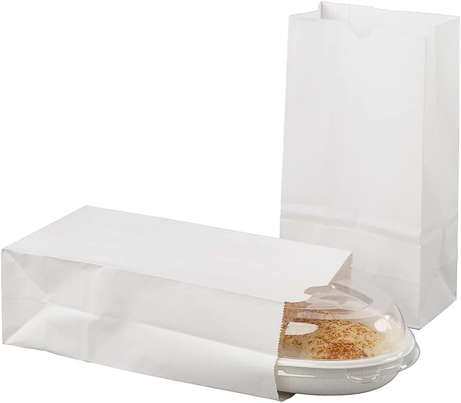 Restaurantware Bag Tek 4lb Paper Bags 100 Disposable Lunch Bags - Small For Lunches Sandwiches And Snacks White Paper Kraft Paper Bags For Shopping Party Favors Or Gifts