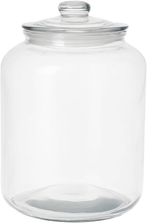 4 Gallon Glass Jar with Lid Large Cookie Jar with Big Opening Airtight Food Storage Canister Canning Jars for Flour Sugar Dog Treats Pasta Candy Glass Containers with Lids for Kitchen Pantry