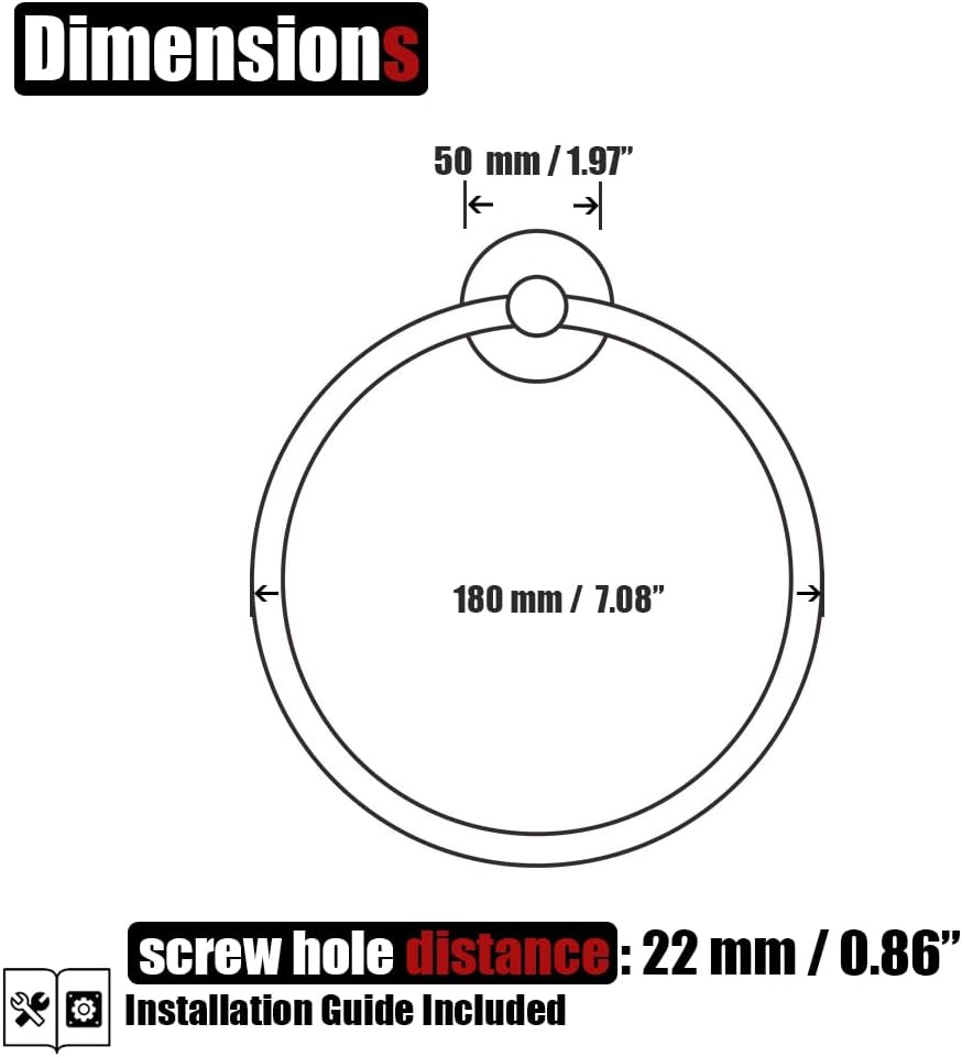 JQK Towel Ring Champagne Bronze, 304 Stainless Steel Hand Towel Holder for Bathroom Wall Mount, TR130-CB