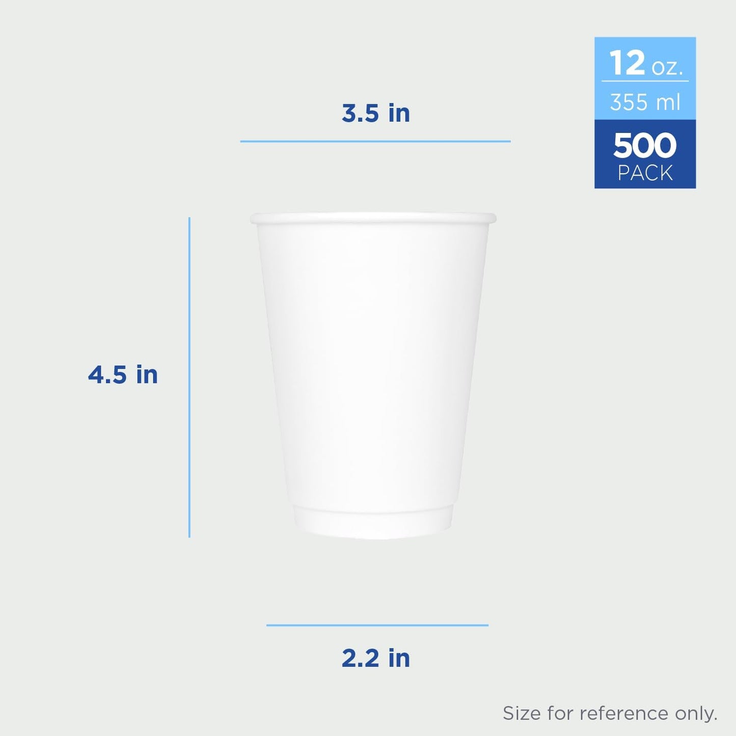 Karat 12 oz Double-Wall Insulated Coffee Cup [500 Count] White Disposable Paper Hot Cup - Rolled Rim for Hot Beverages, 90mm (C-KIC512W)