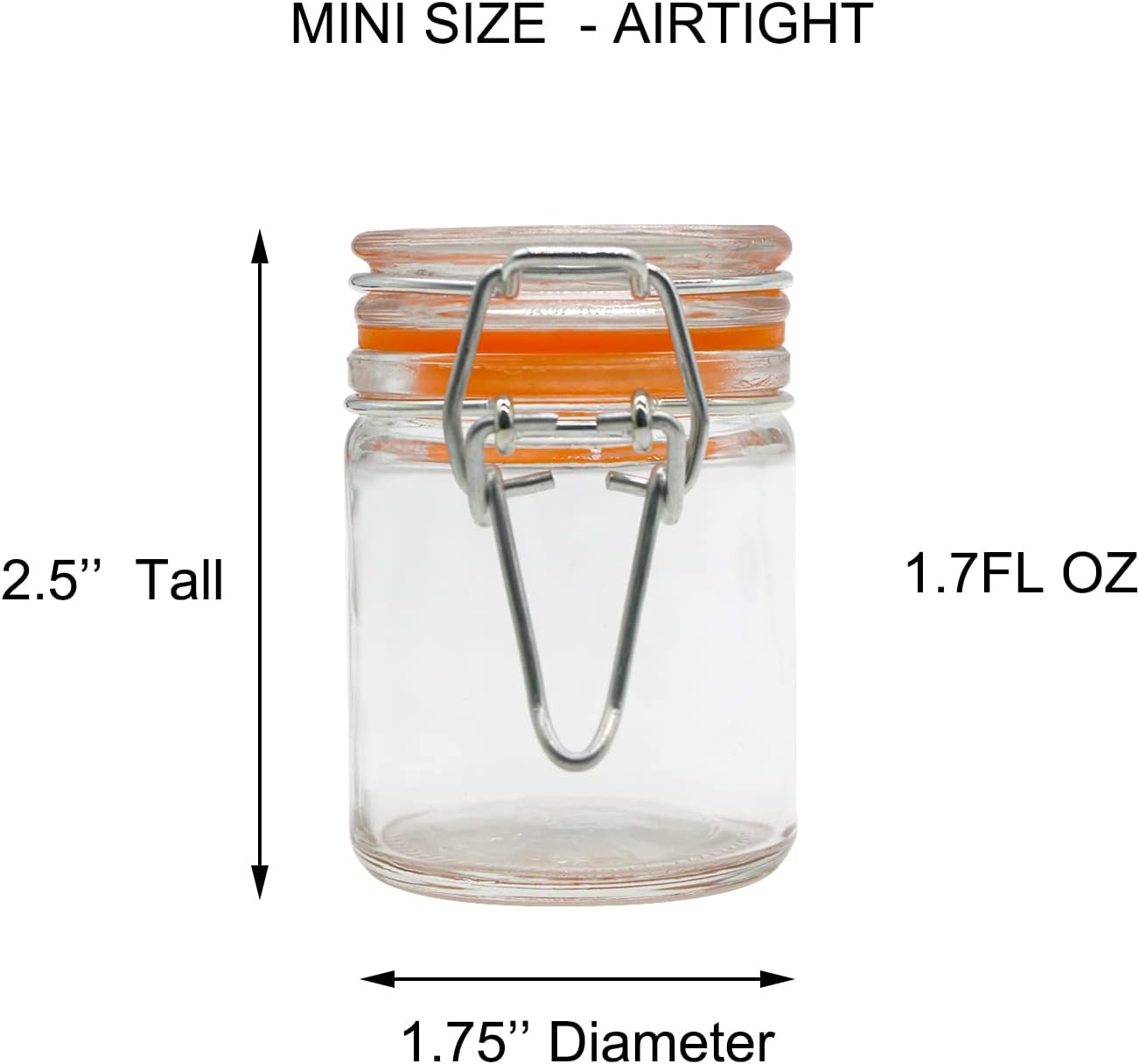 1.7 oz Mini Glass Spice Bottles, 24 Pack Small Glass Jars with Airtight Lid and Leak Proof Rubber Gasket, Empty Spice Containers with Labels for Home and Kitchen