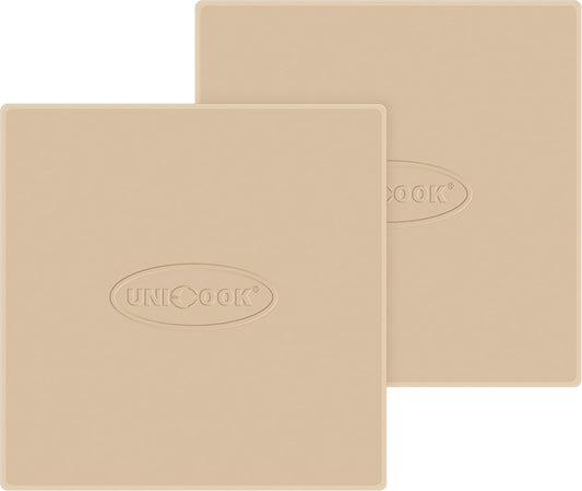 Unicook 2 PCS Pizza Stones Set, 12 Inch Square Pizza Stone for Oven and Grill, Cordierite Baking Pan for Crispy Crusts, Thermal Shock Resistant, Including Dough Scraper