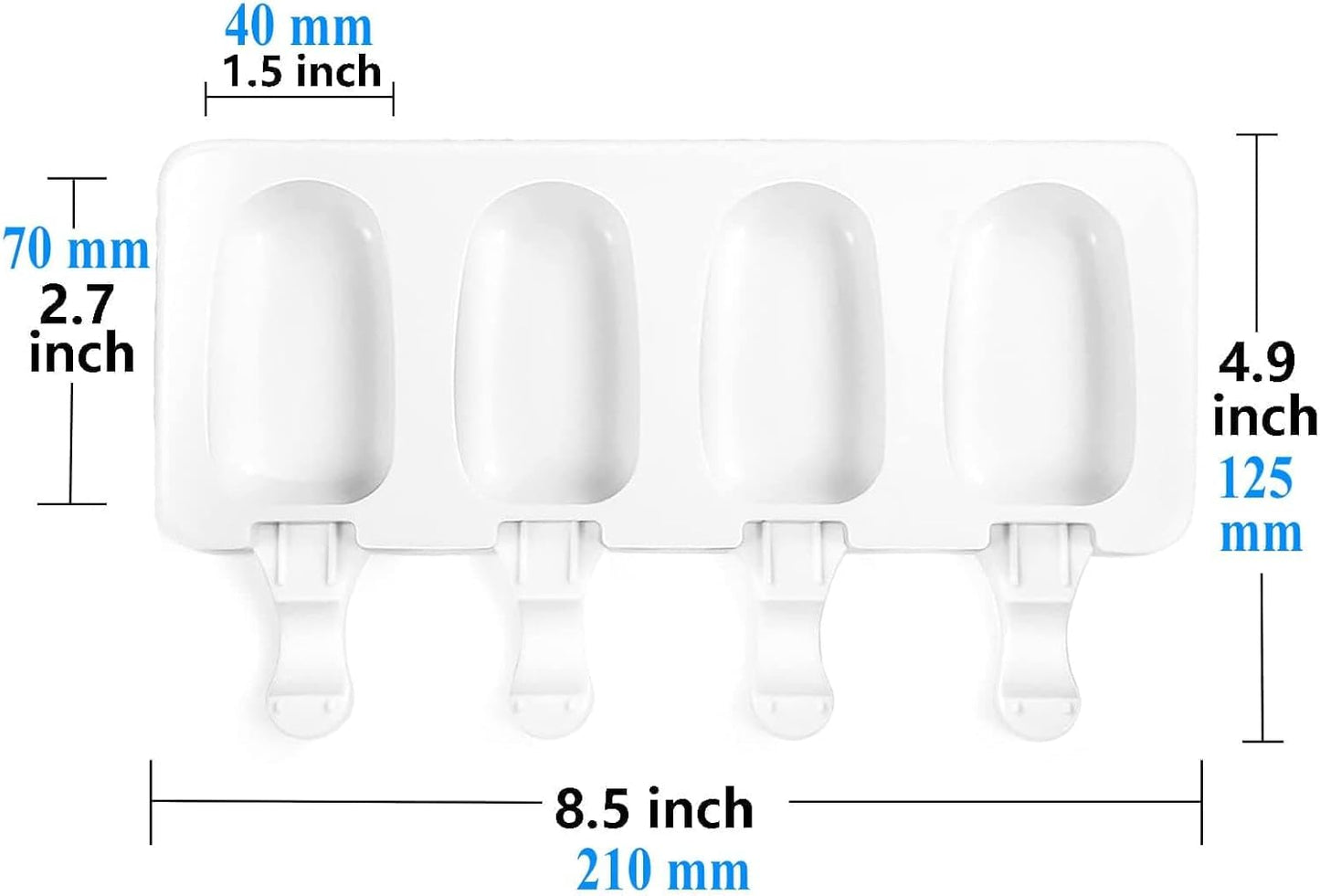 2 Small Mini Popsicles Molds, Cakesicle Molds Silicone Cake Pop Mold 4 Cavities With 100 Wooden Sticks & 100 Parcel Bags DIY Ice Cream Mold