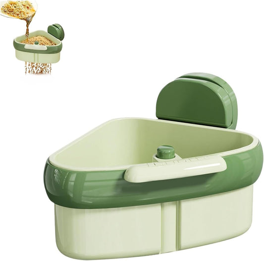 Suction Cup Sink Corner Rack,2025 New Upgraded Suction Cup Press S Ink Drainer Basket,Triangle Storage Rack with Drain Hole,Corner Sink Trash Catcher for Food Waste(Green)