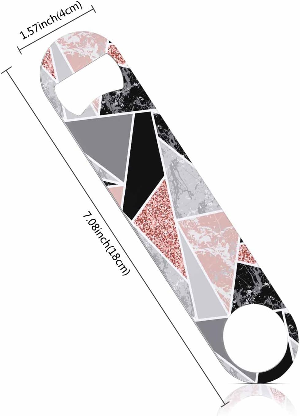 Marble Stainless Steel Bottle Opener Geometric Shapes Marble Black Grey Pink Triangle Fashion Simple Style Flat Beer Bottle Opener Keychain for Home Kitchen Bar Restaurant Party Birthday Gift