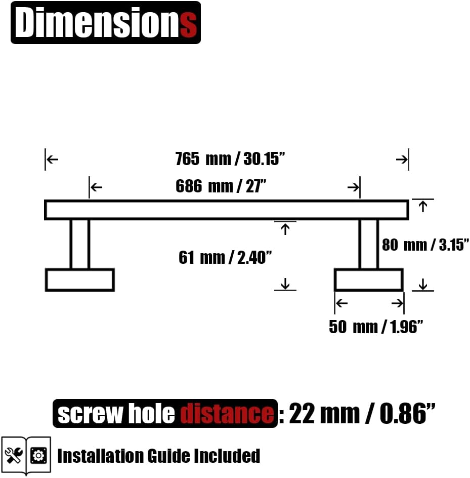 JQK Bath Towel Bar, 30 Inch 304 Stainless Steel Thicken 0.8mm Single Towel Rack for Bathroom, Towel Holder Brushed Finished Wall Mount, Useable Length 27 Inch, TB110L27-BN
