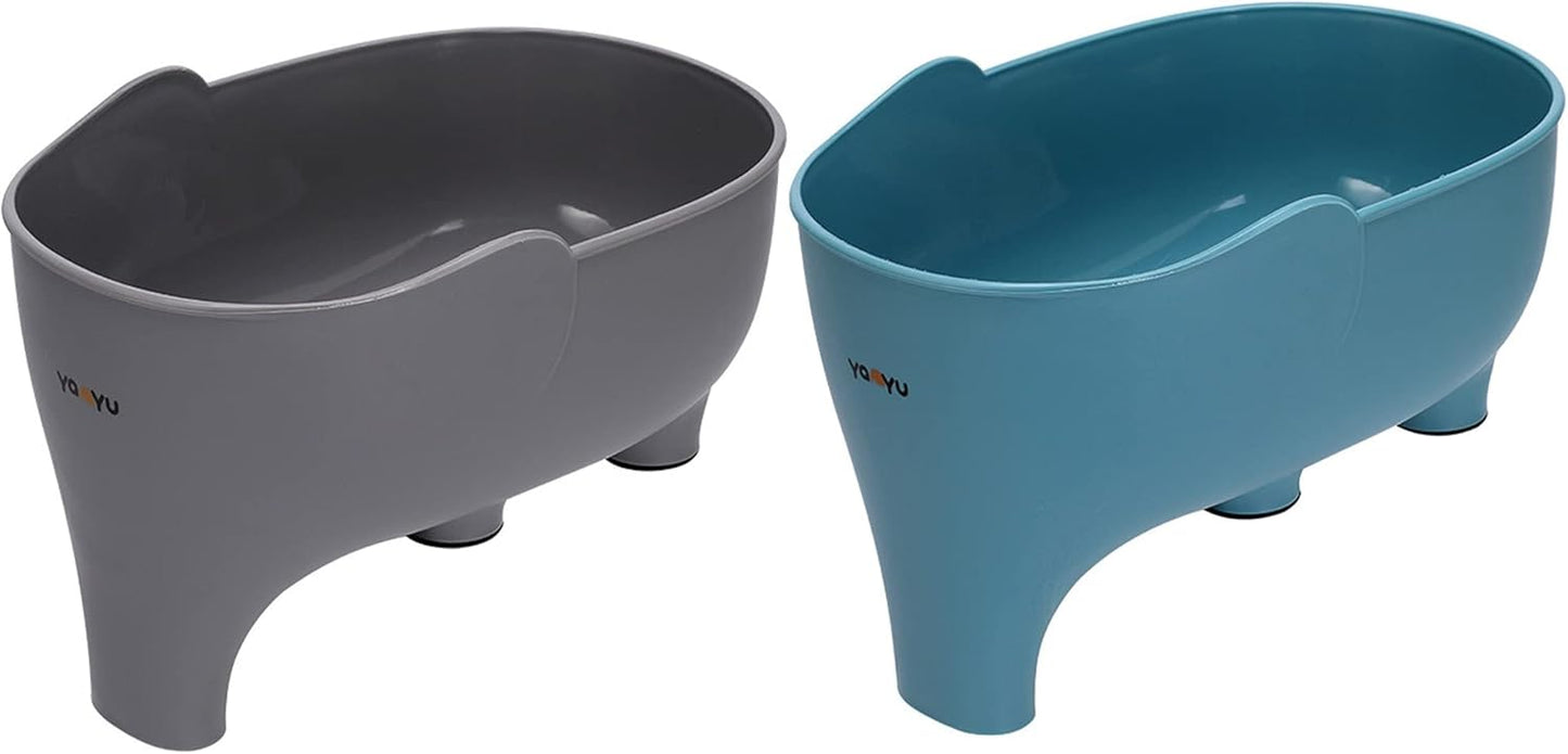 2PCS Vegetables Washing Basket Elephant Drainage Basket Fruit Basket for Draining Pasta Noodles Kitchen (Blue & Gray)