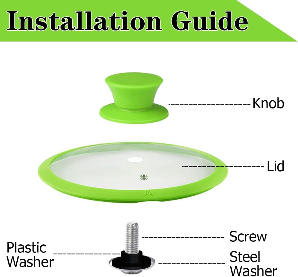 JoyTube Universal Pot Pan Lids Replacement Knob, Silicone Heat Resistant Pan Cover Holding Handles BPA Free Dishwasher Safe Fits Skillets and Kitchen Cookware (Pack of Two-Green)