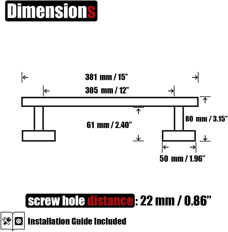 JQK Chrome Towel Bar, 15 Inch 304 Stainless Steel Thicken 0.8mm Towel Rack Bathroom, Towel Holder Polished Finished Wall Mount, Useable Length 12 Inch, TB110L12-CH