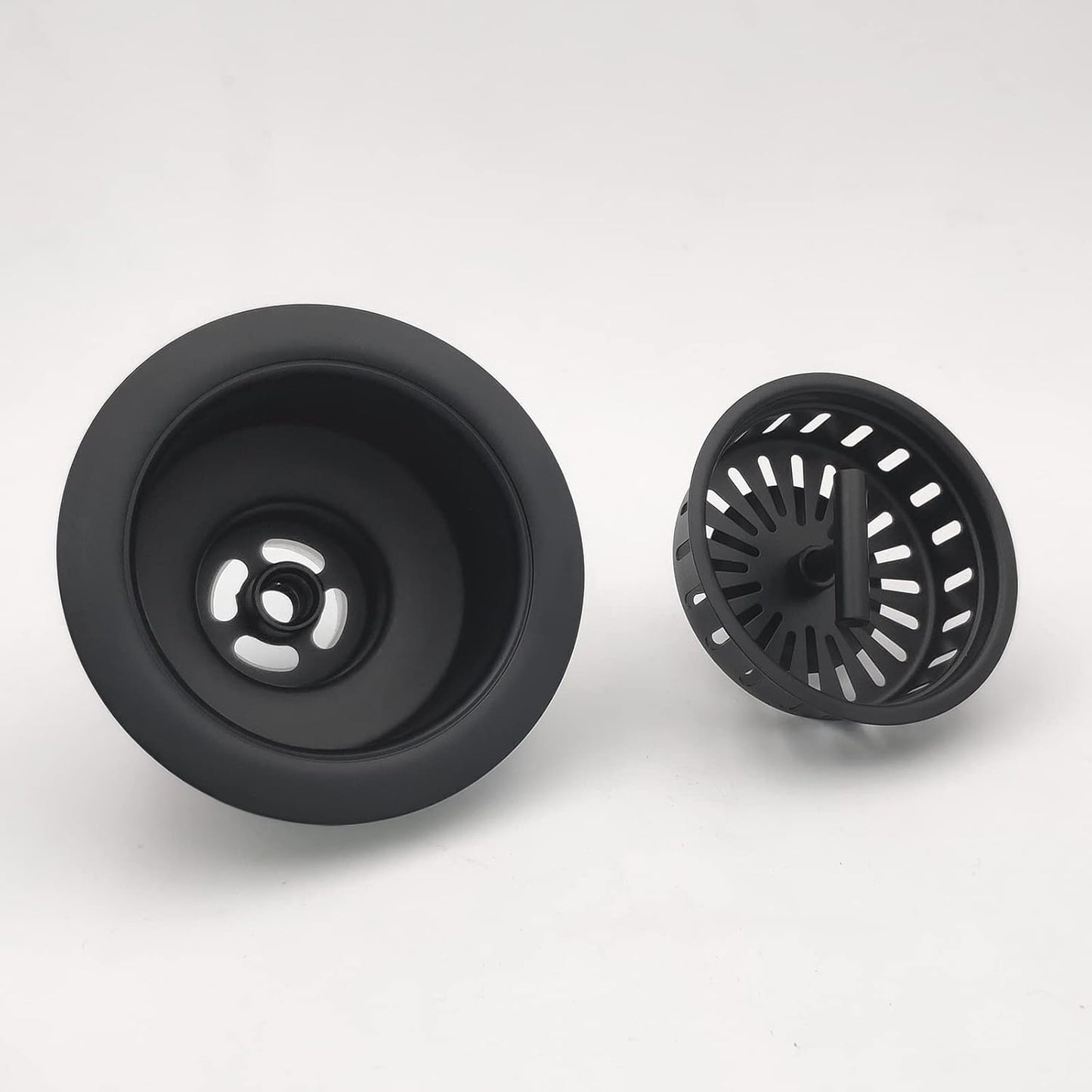 3-1/2 Inch Matte Black All Stainless Steel Kitchen Sink Drain Strainer Assembly with Strainer Basket, Drain Stopper Replacement for 3.5 Inch Kitchen Sink